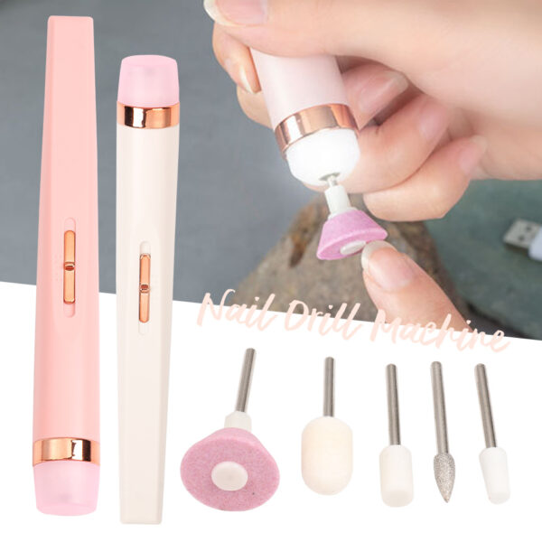 5in1 Manicure Machine Set Electric Nail Drill Polisher Cordless USB Rechargeable With LED Cutters Mill For Manicure Pedicure Accessor - Image 8