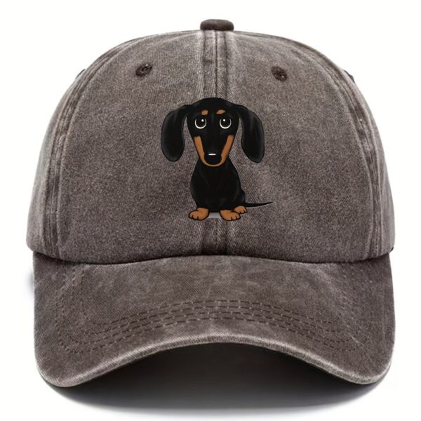 Retro Washed Baseball Cap Dachshund Printed Peaked Cap - Image 2