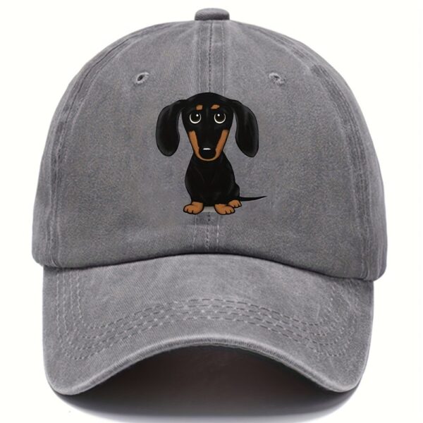 Retro Washed Baseball Cap Dachshund Printed Peaked Cap - Image 4