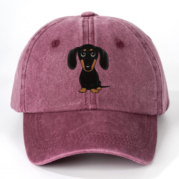 Retro Washed Baseball Cap Dachshund Printed Peaked Cap - Image 5