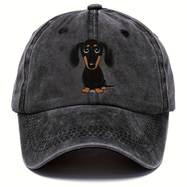Retro Washed Baseball Cap Dachshund Printed Peaked Cap - Image 3