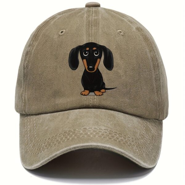 Retro Washed Baseball Cap Dachshund Printed Peaked Cap - Image 6
